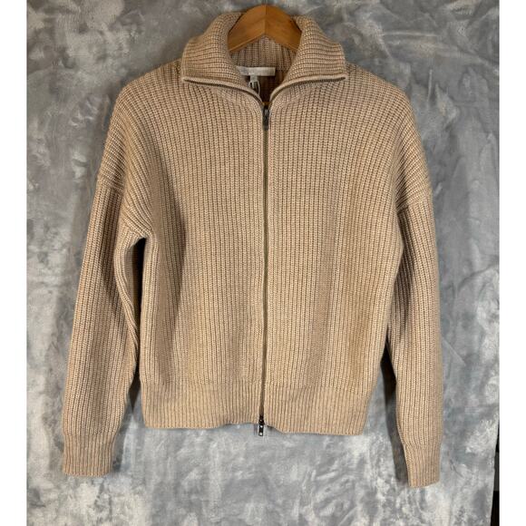 NWT Naked Cashmere Lyzy Full Zip Jacket Sweater S Beige Bomber Quiet Luxury $395 - Picture 3 of 9